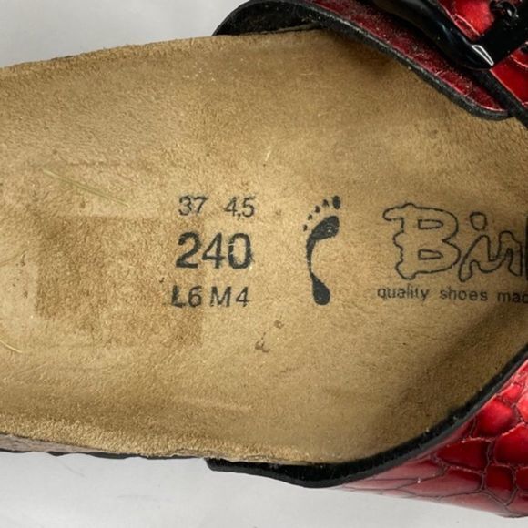 Birkenstocks Red Snakeprint Sandals - Picture 2 of 5